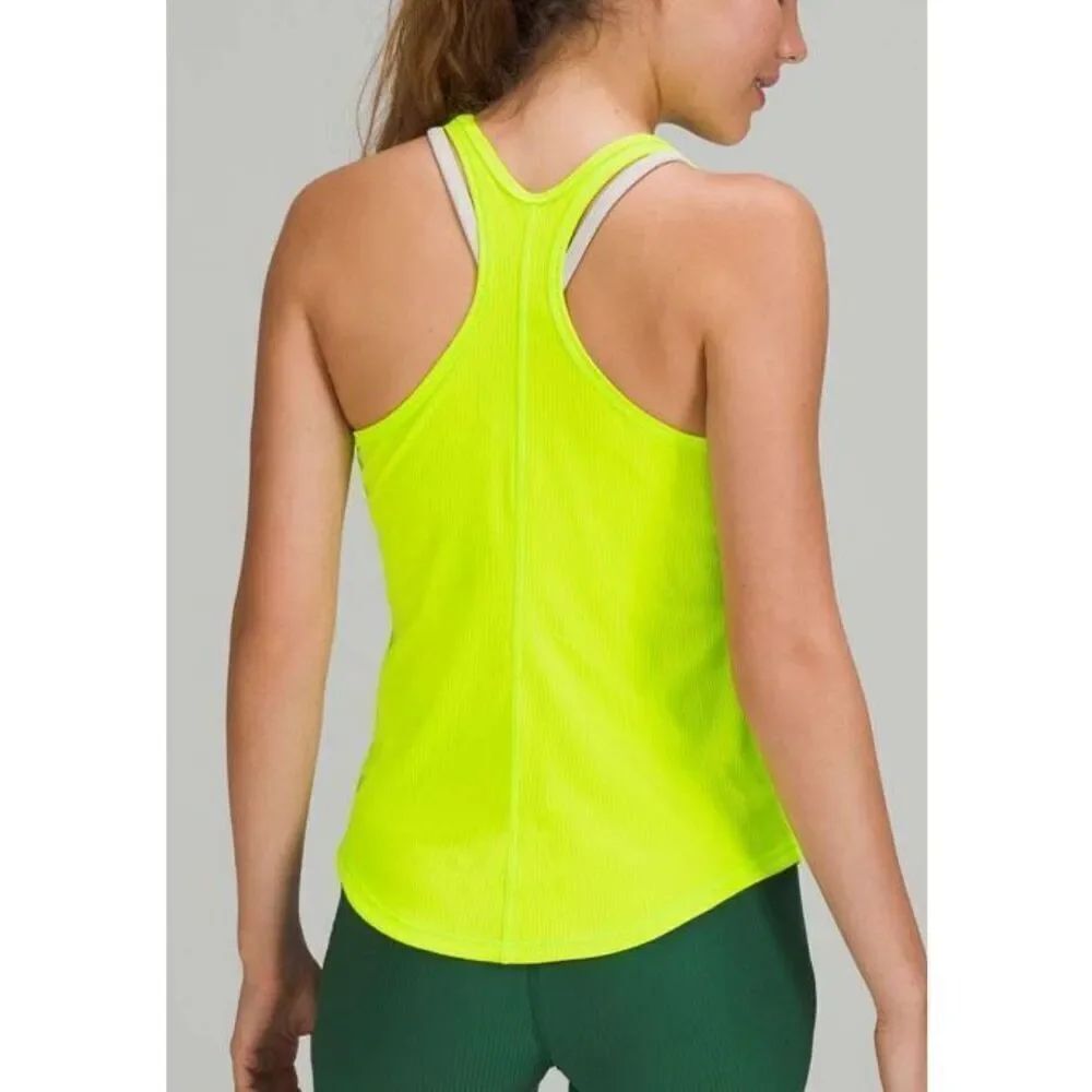 Lululemon Base Pace Ribbed Highlighter Yellow racerback TANK TOP sz M